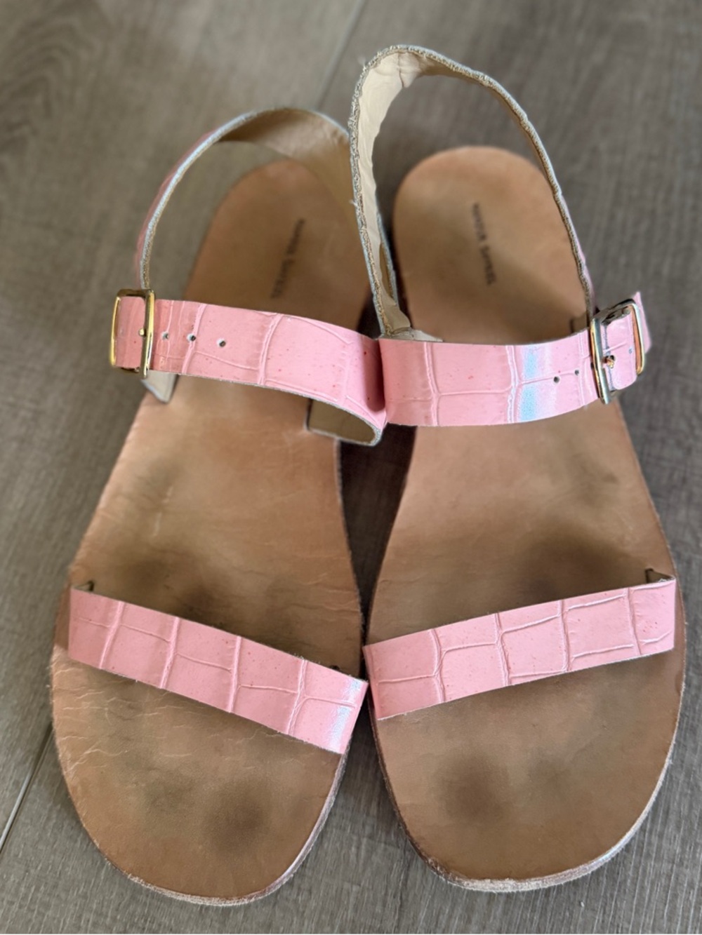 Mansur Gavriel Genuine Leather Pink Sandals Shoes 37 Made In Italy Flats Summer - Picture 8 of 9